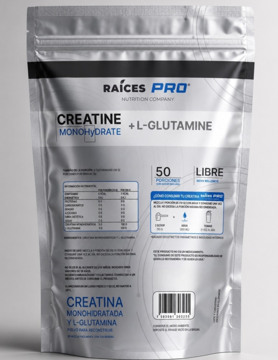 Creatina Monohidratada + L-Glutamine de 500 g 4