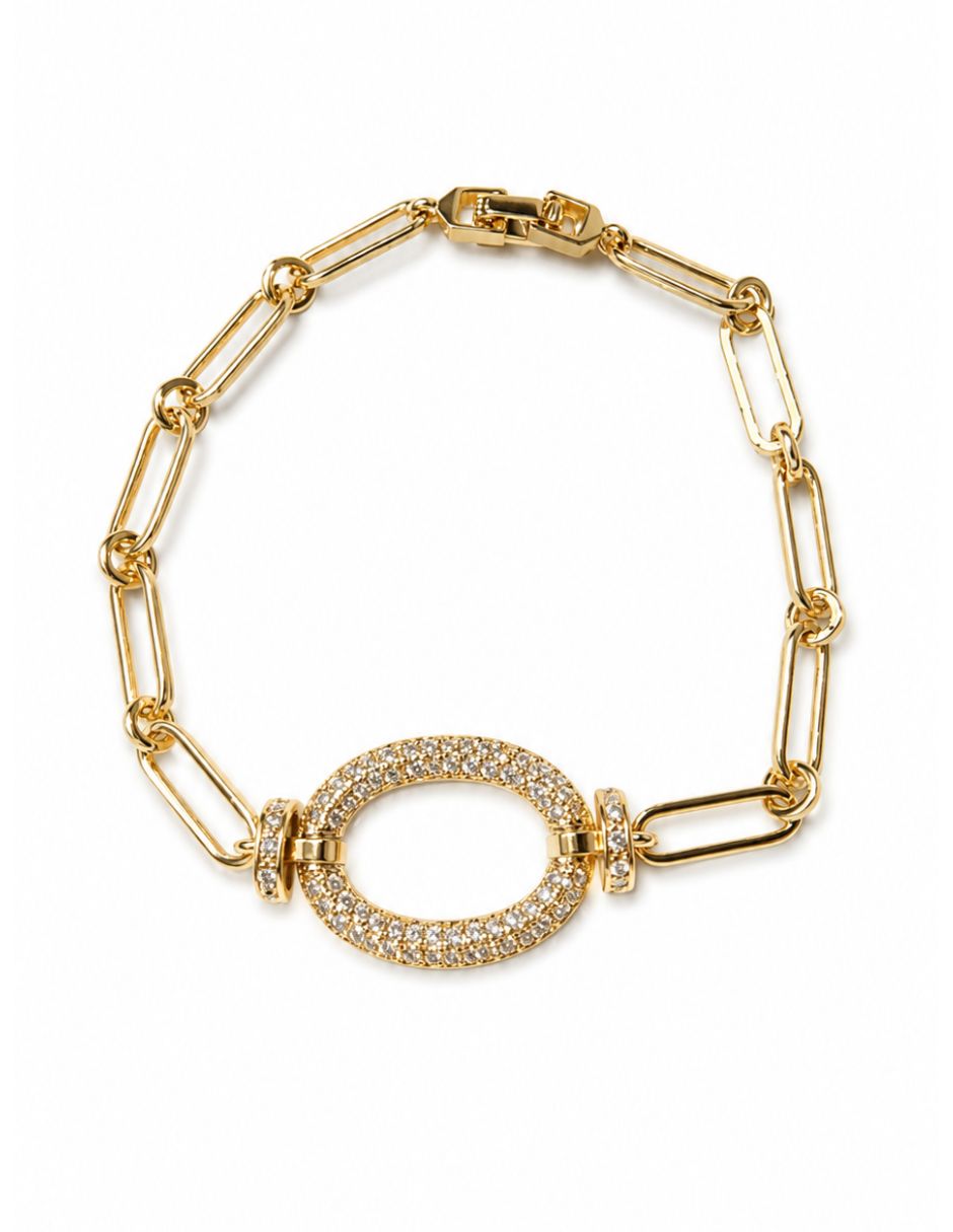 Pulsera de oro laminado con Zirconia cúbica 14 k acabado brillante Pulsera de oro laminado con Zirconia cúbica 14 k acabado brillante