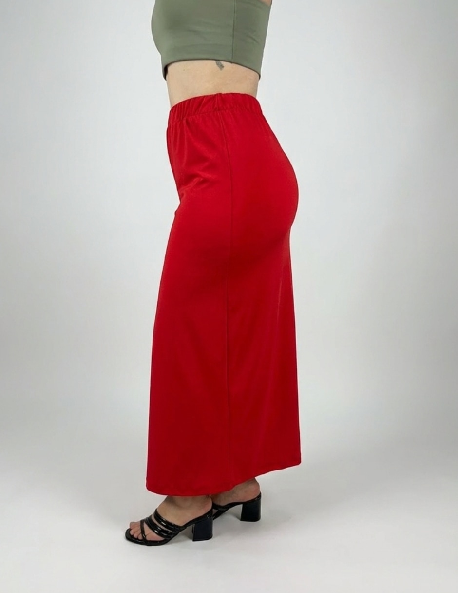 Falda largo yaretni moda a la cintura alta