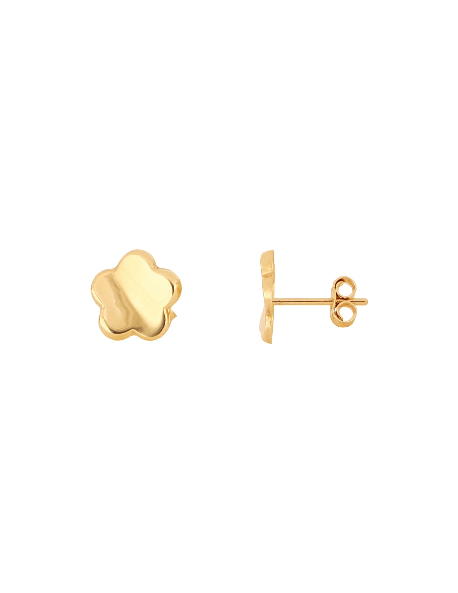 Broqueles de flor Dinasti de oro amarillo 14 k
