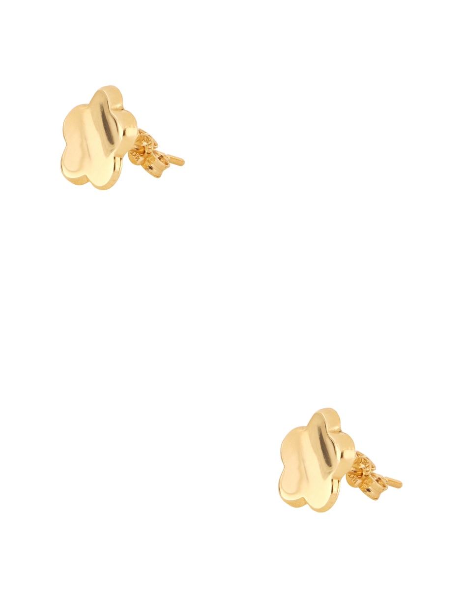 Broqueles de flor Dinasti de oro amarillo 14 k