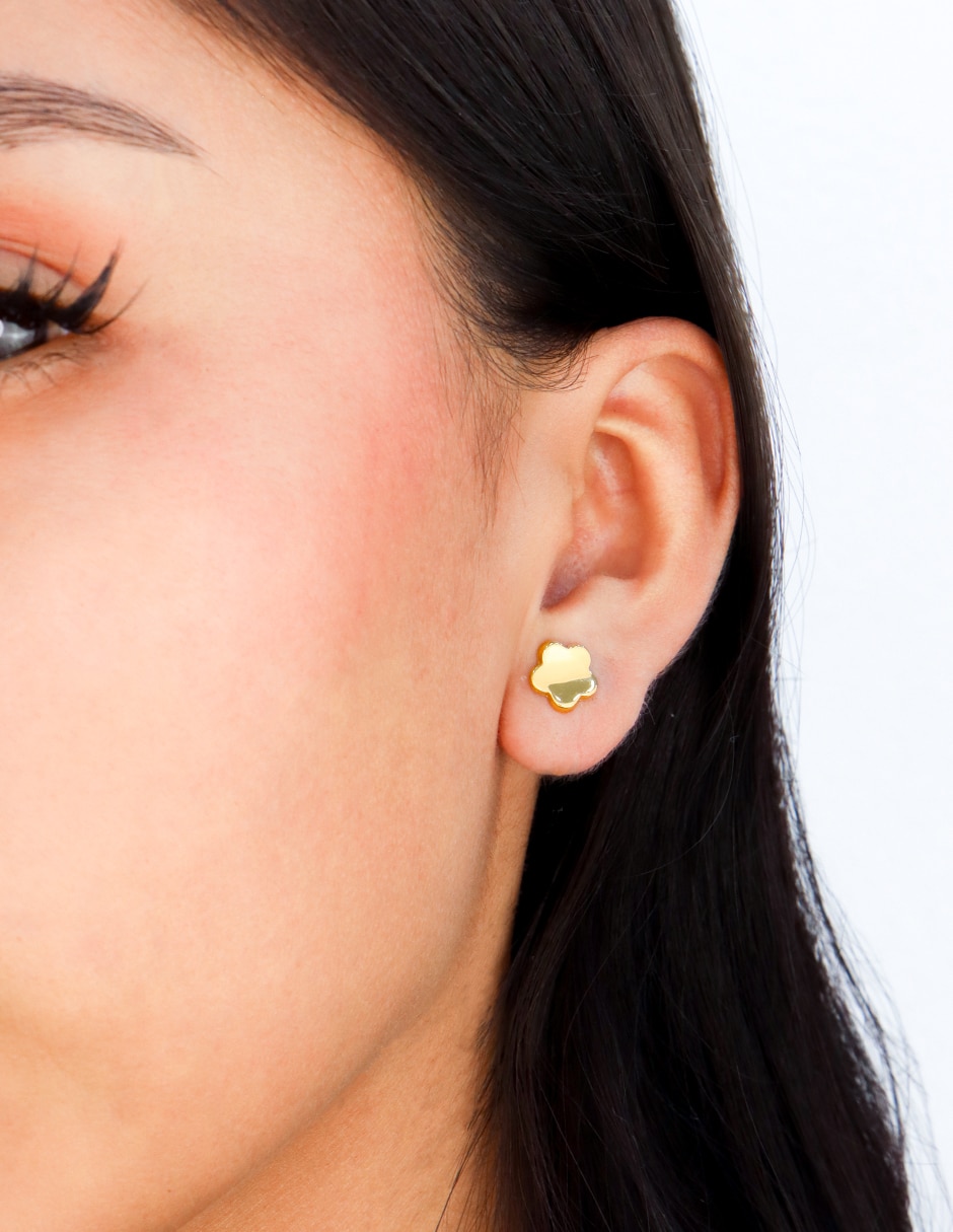 Broqueles de flor Dinasti de oro amarillo 14 k