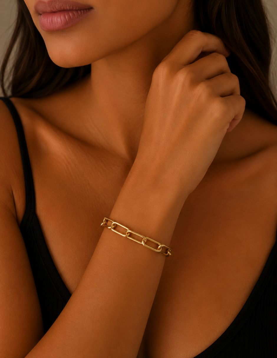 Pulsera de oro laminado 14 k acabado brillante 7