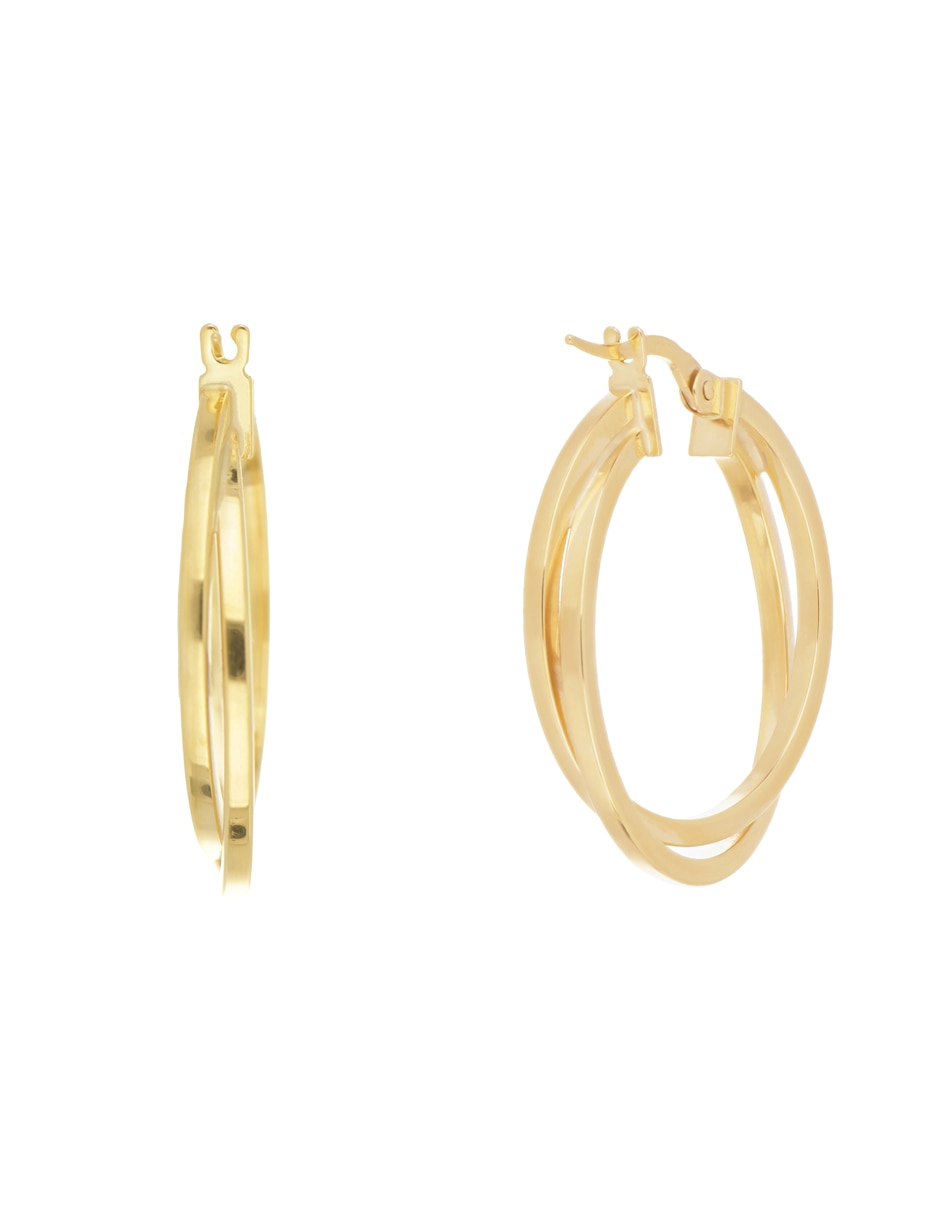 Arracadas de oro amarillo 14 K con acabado liso