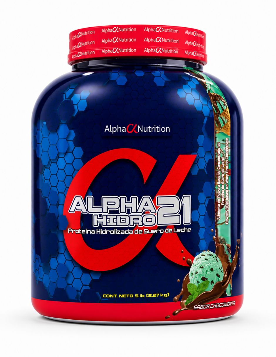Alpha Hidro 21 Alpha Nutrition con proteína de suero de leche sabor menta con chocolate de 2.2 Kg