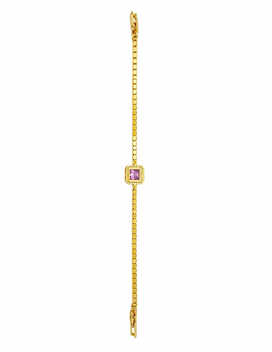 Pulsera de oro laminado con zirconia cúbica 14 K acabado brillante 3