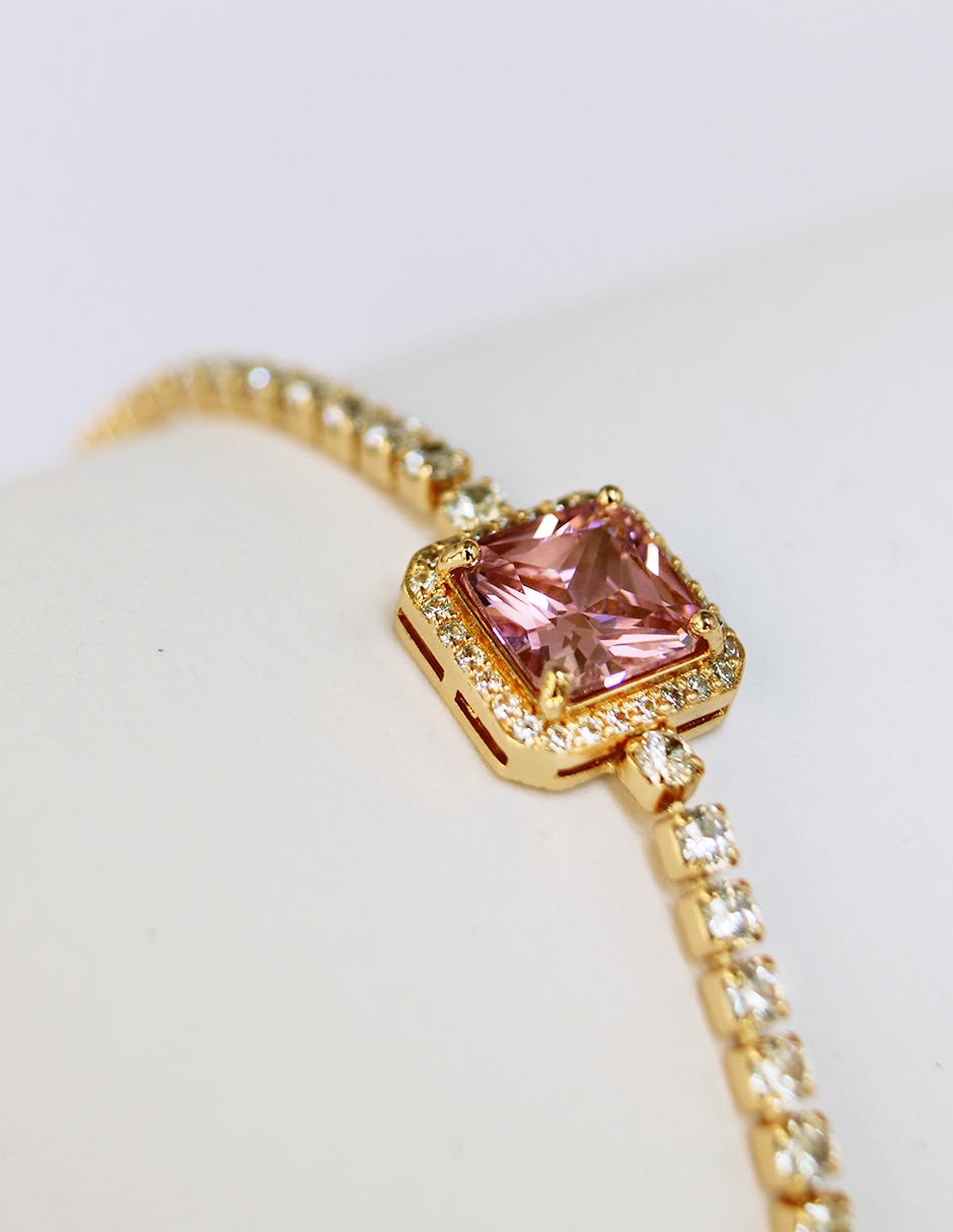 Pulsera de oro laminado con zirconia cúbica 14 K acabado brillante 4