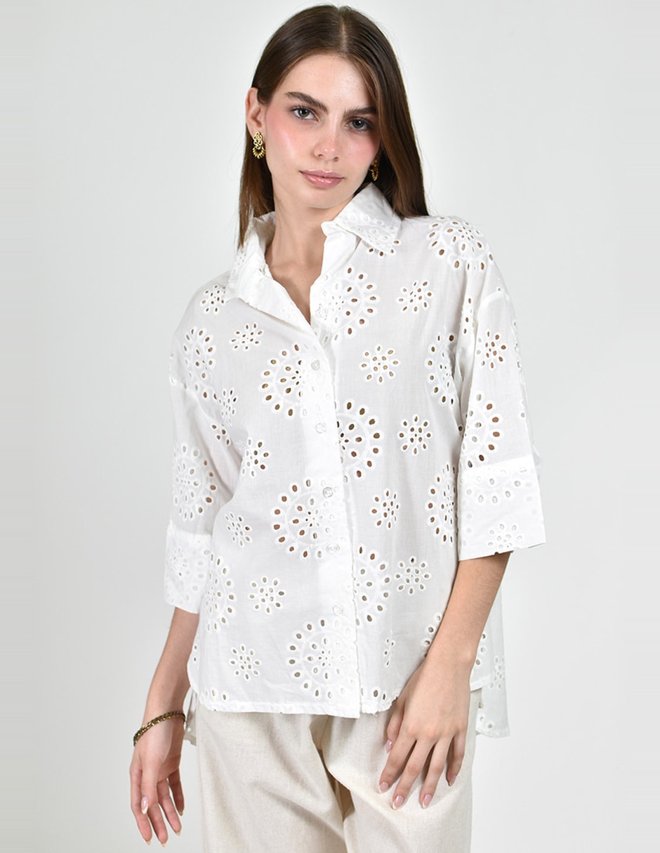 Blusa camisera manga 3/4 para mujer Blusa camisera manga 3/4 para mujer