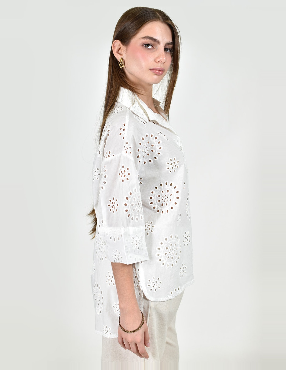 Blusa camisera roman fashion manga 3/4 para mujer