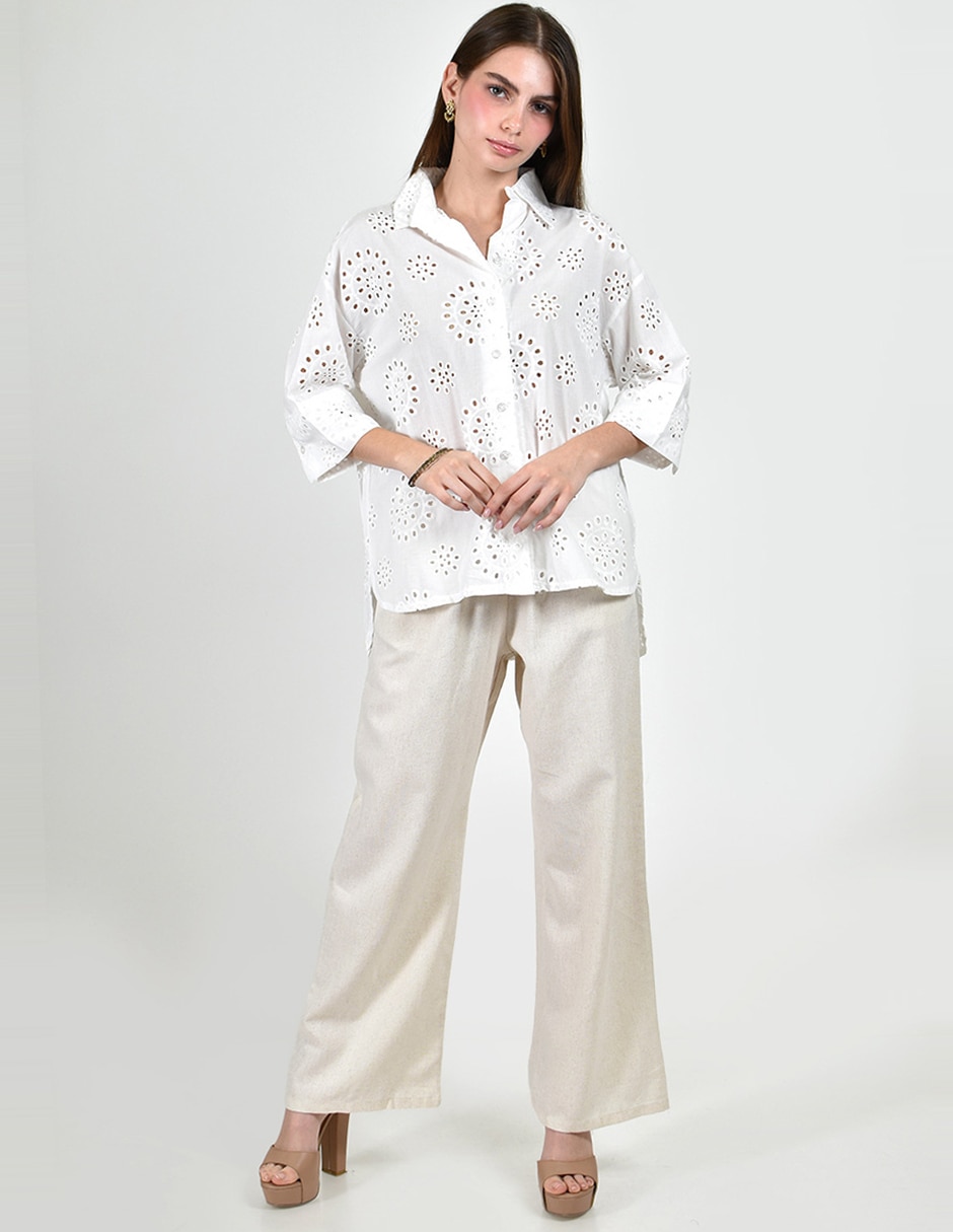 Blusa camisera roman fashion manga 3/4 para mujer