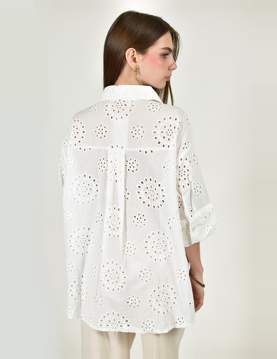 Blusa camisera roman fashion manga 3/4 para mujer