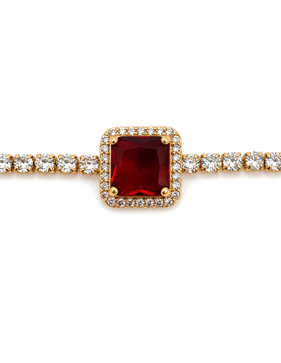 Pulsera de oro laminado con zirconia cúbica 14 K acabado brillante 6