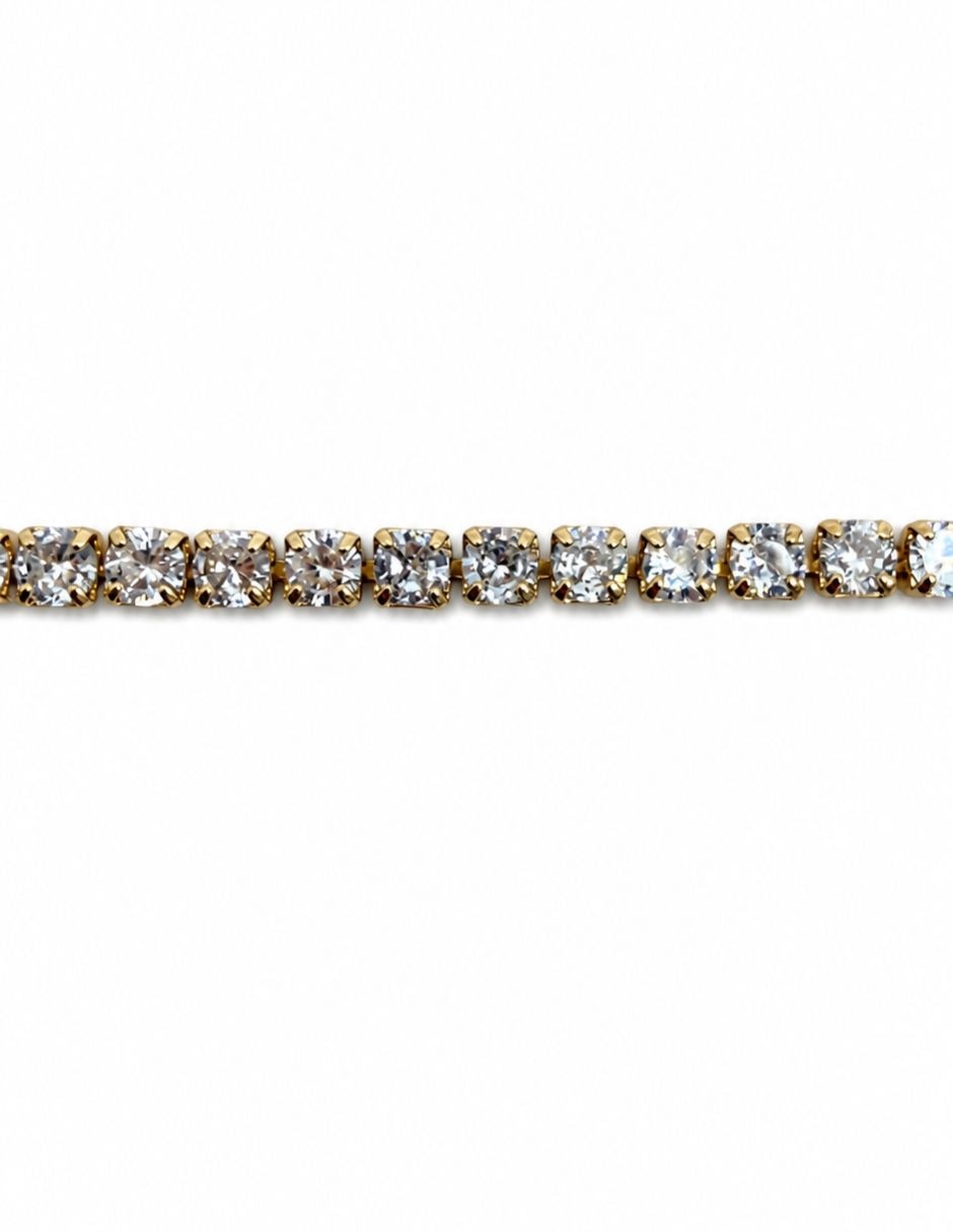 Pulsera de oro laminado con zirconia cúbica 14 K acabado brillante 9