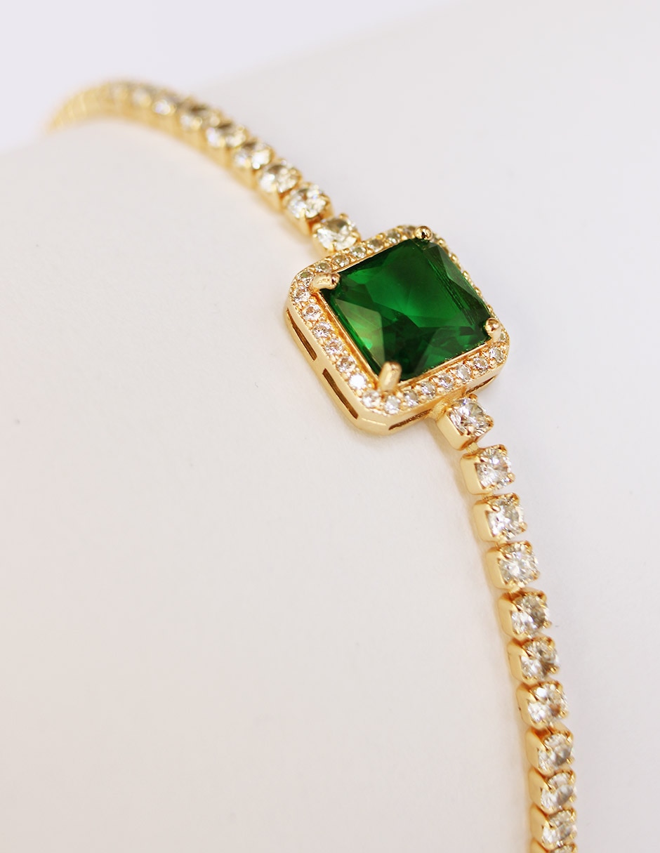 Pulsera de oro laminado con zirconia cúbica 14 K acabado brillante 6