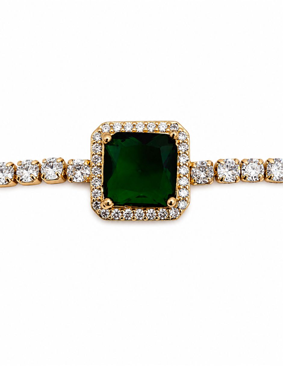 Pulsera de oro laminado con zirconia cúbica 14 K acabado brillante 7