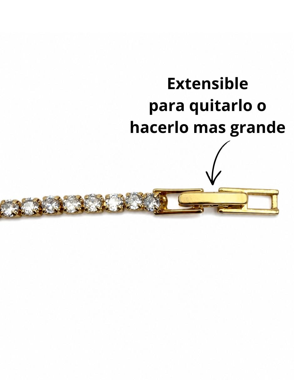 Pulsera de oro laminado con zirconia cúbica 14 K acabado brillante 9