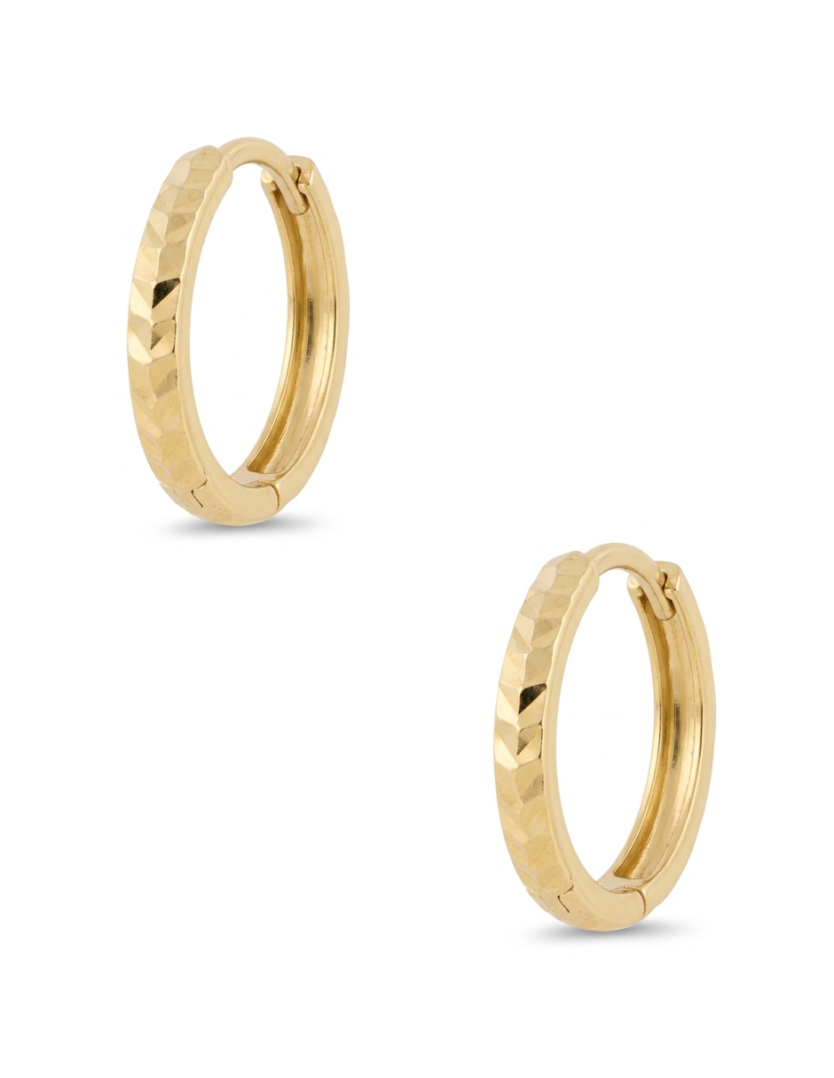 Huggies de oro amarillo 14K con acabado diamantado 2