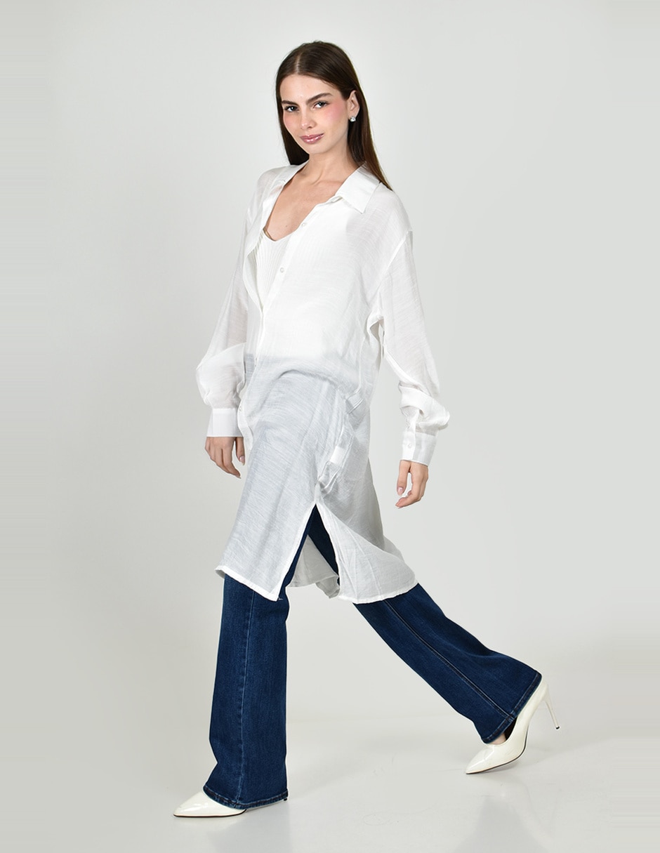 Blusa camisera roman fashion manga larga para mujer