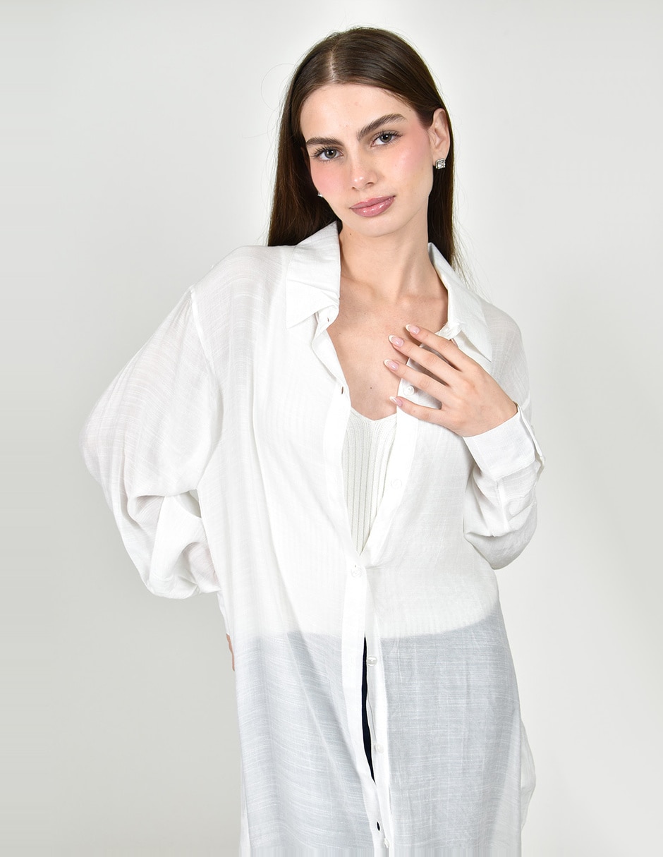 Blusa camisera roman fashion manga larga para mujer