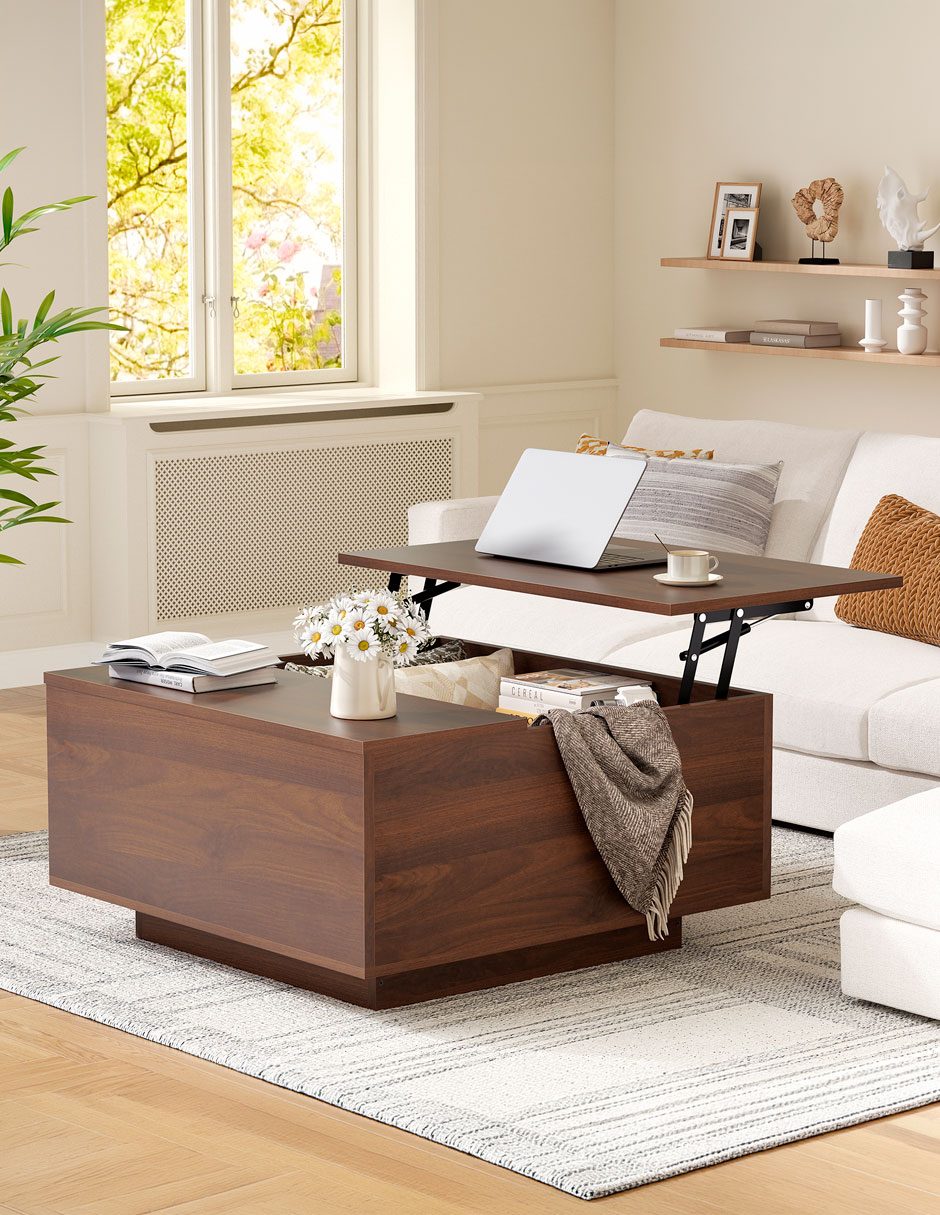 Mesa de acento armable FABATO de madera nogal