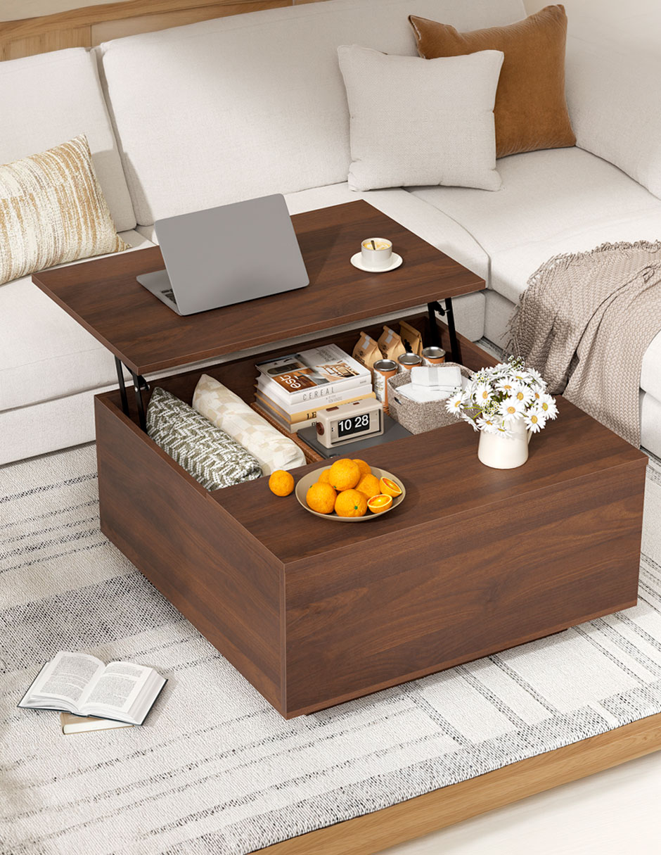 Mesa de acento armable FABATO de madera nogal