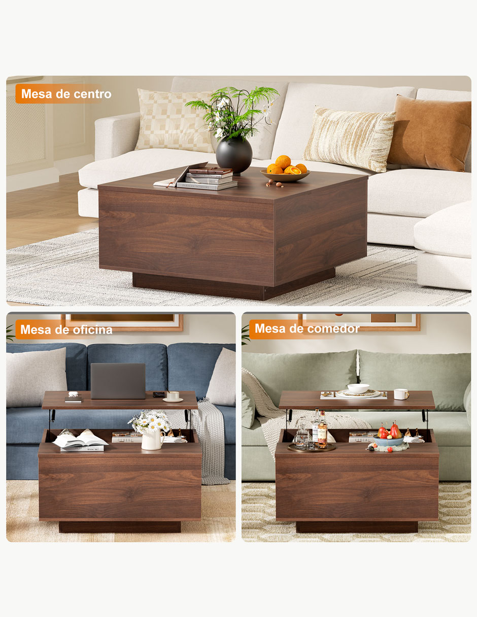 Mesa de acento armable FABATO de madera nogal