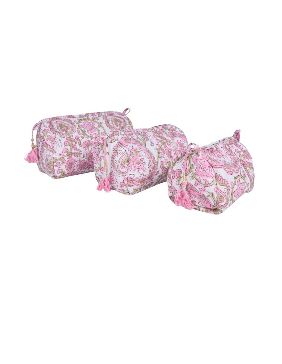 Set cosmetiquera de algodón 3 piezas para mujer