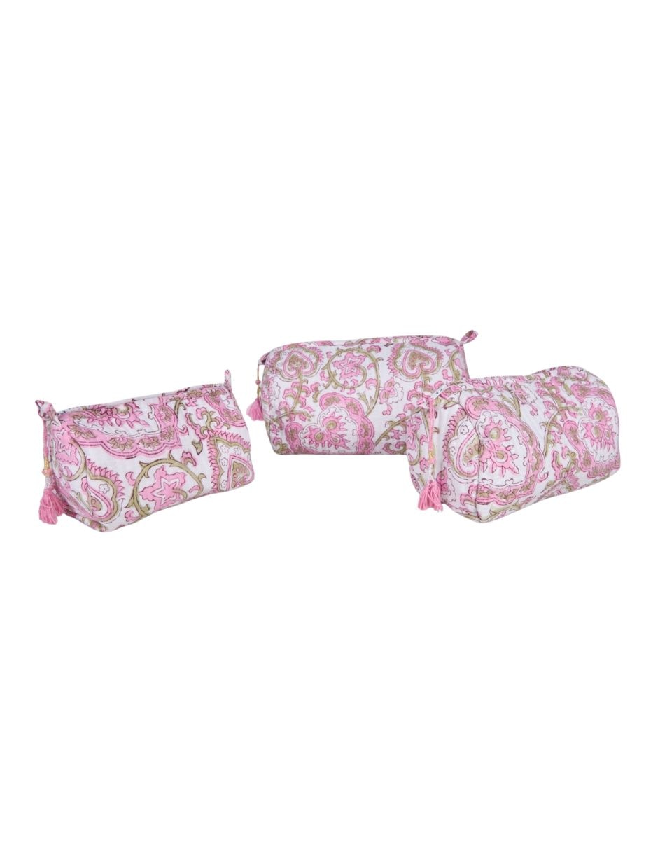 Set cosmetiquera de algodón 3 piezas para mujer