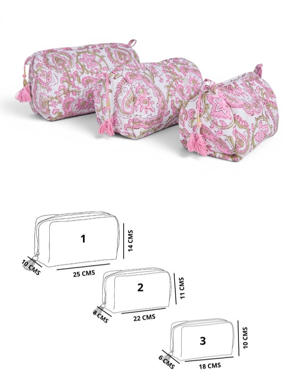 Set cosmetiquera de algodón 3 piezas para mujer