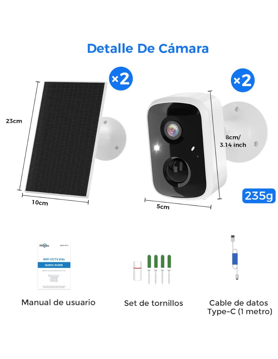 Cámara solar de seguridad Inalámbrica HD 180° con capacidad para grabar para exterior 5