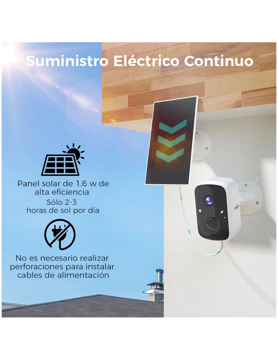 Cámara solar de seguridad Inalámbrica HD 180° con capacidad para grabar para exterior 2