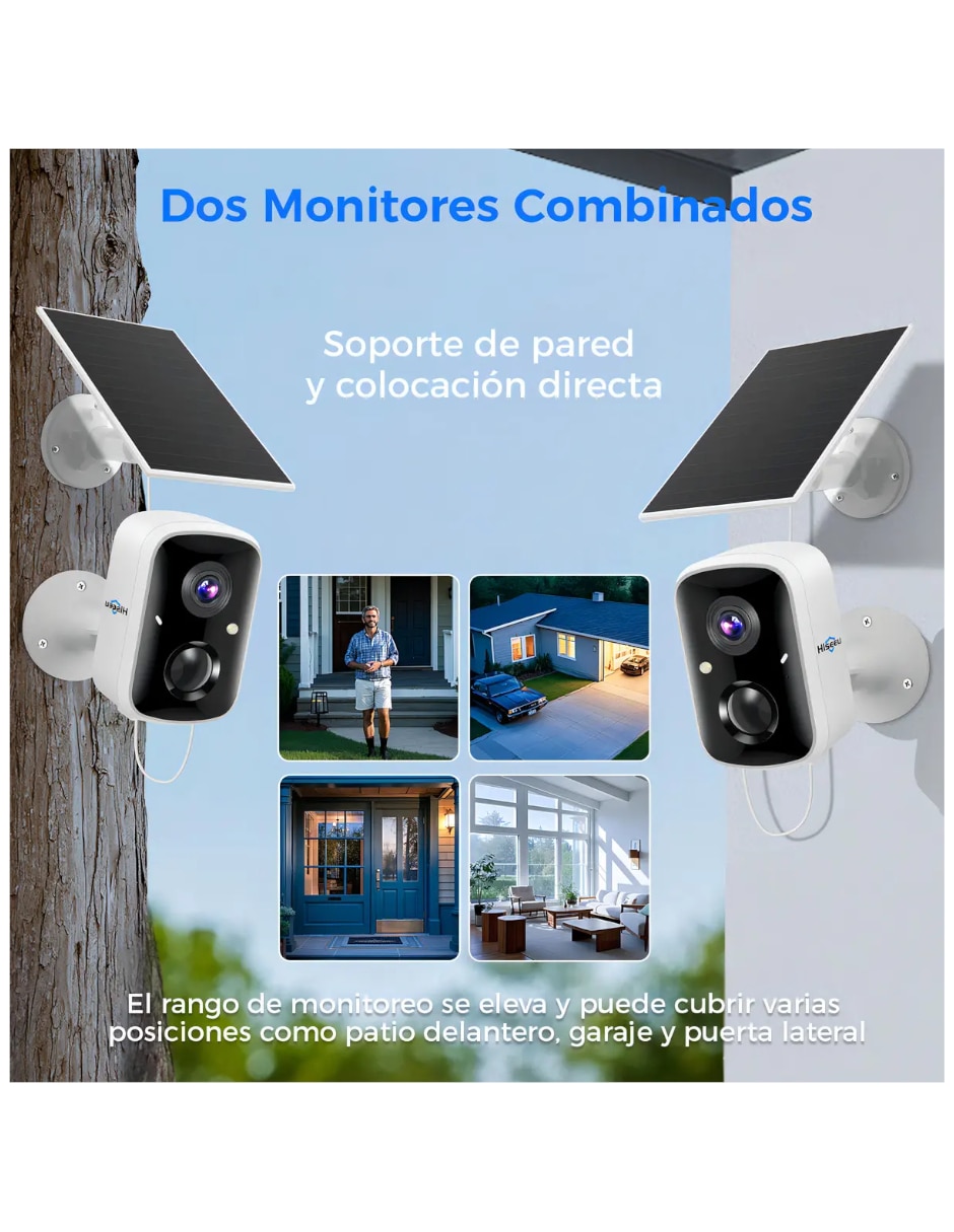 Cámara solar de seguridad Inalámbrica HD 180° con capacidad para grabar para exterior 3