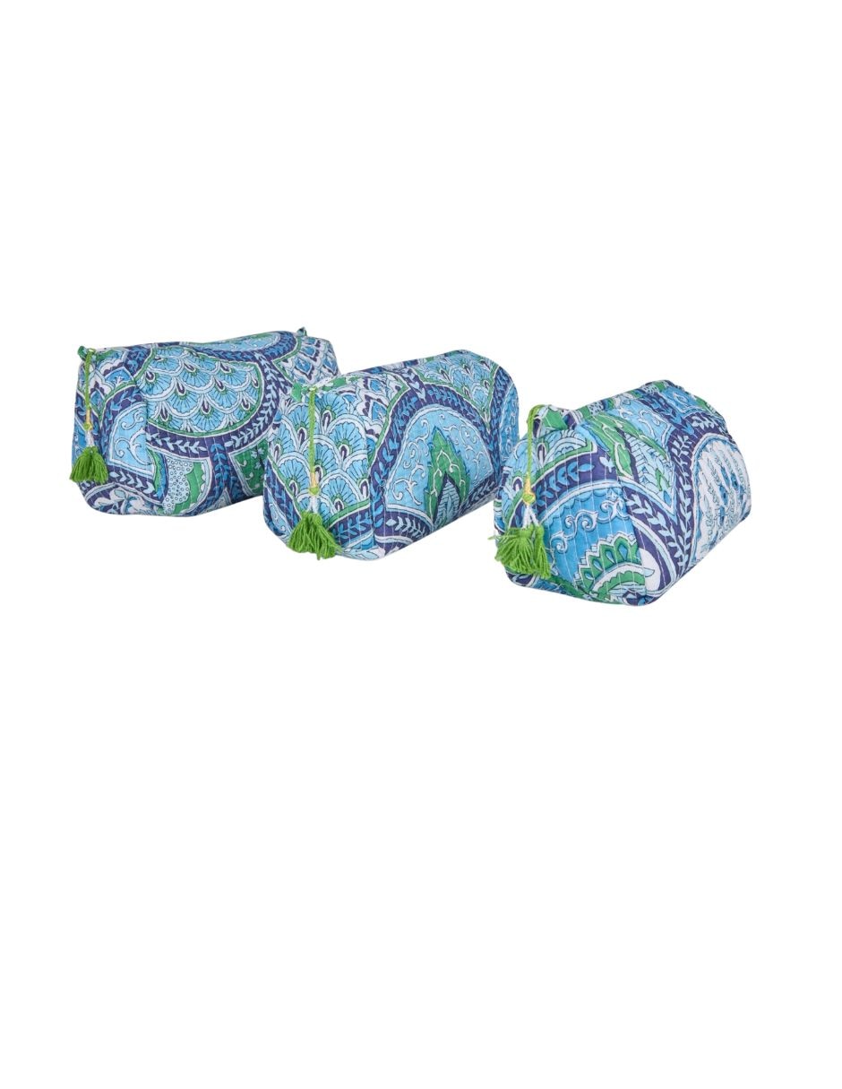 Set cosmetiquera de algodón 3 piezas para mujer