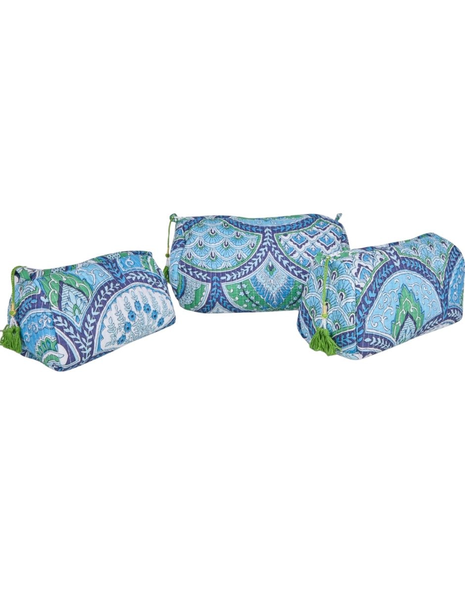 Set cosmetiquera de algodón 3 piezas para mujer