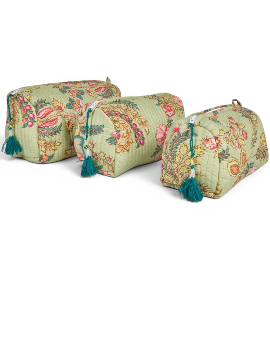 Set cosmetiquera de algodón 3 piezas para mujer