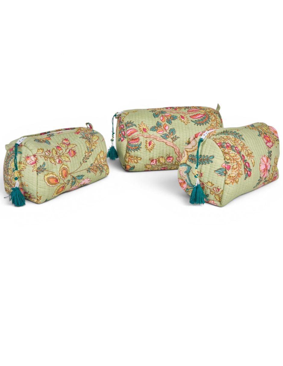 Set cosmetiquera de algodón 3 piezas para mujer