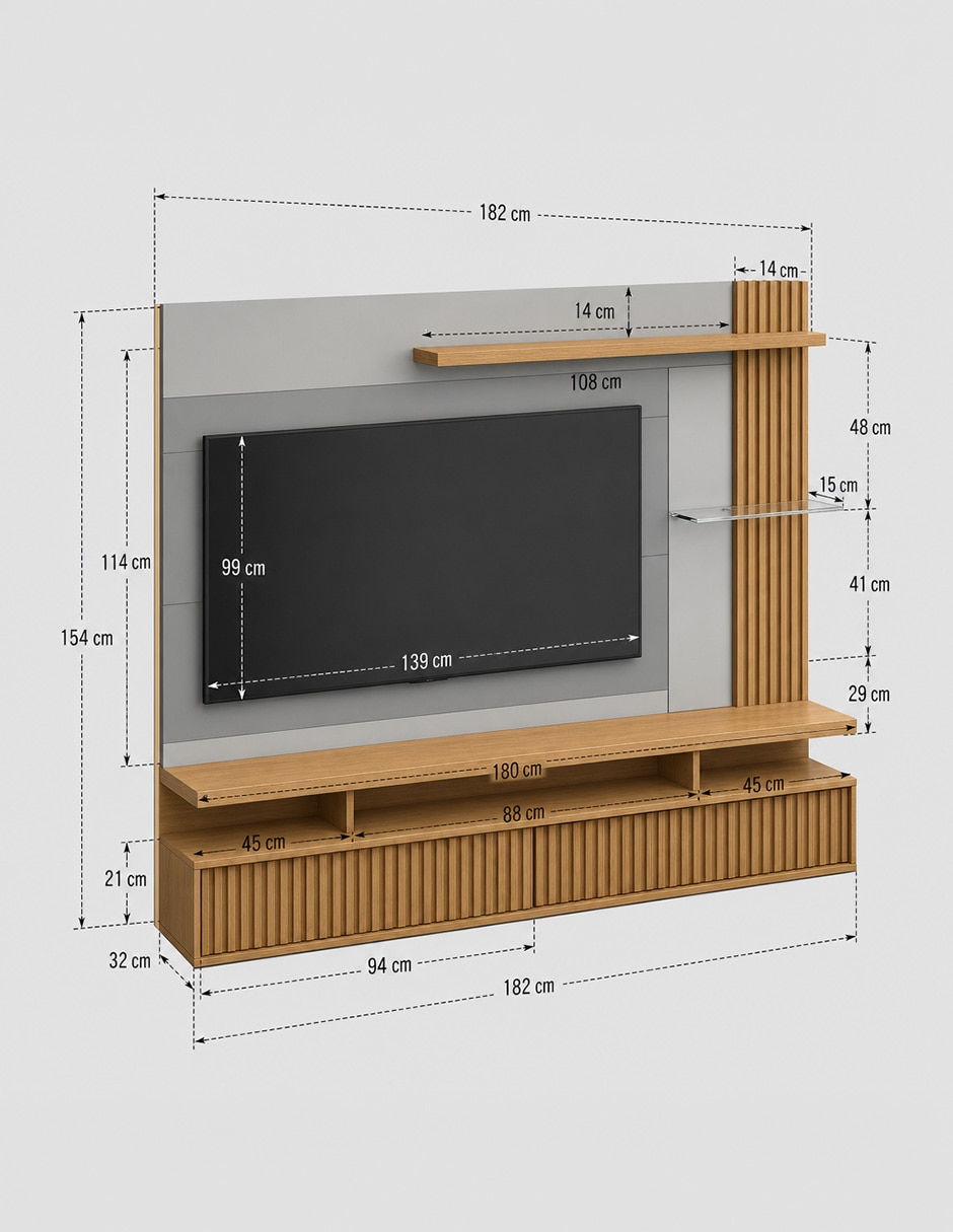 Mueble flotante para TV armable Bossa Muebles de MDF