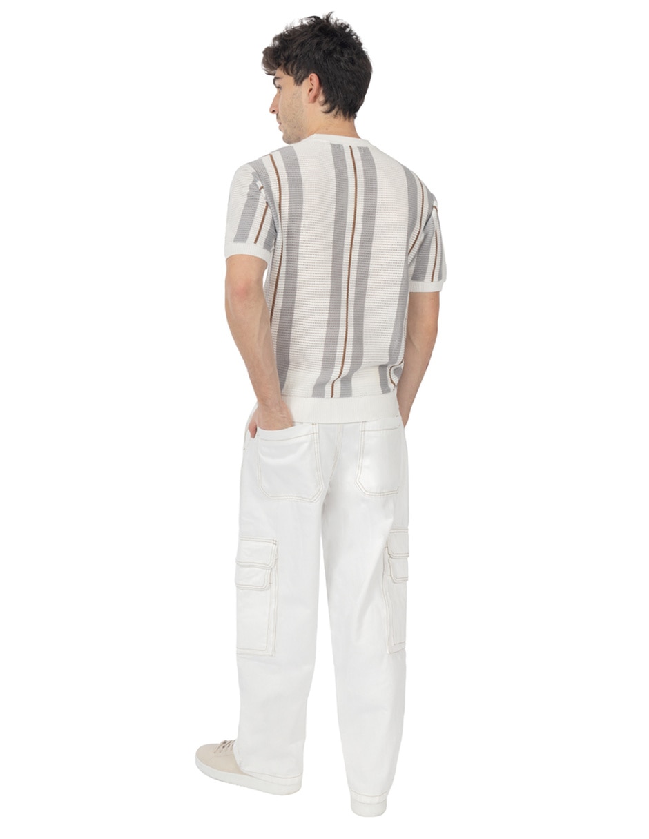 Jeans cargo baggy lavado claro para hombre 2