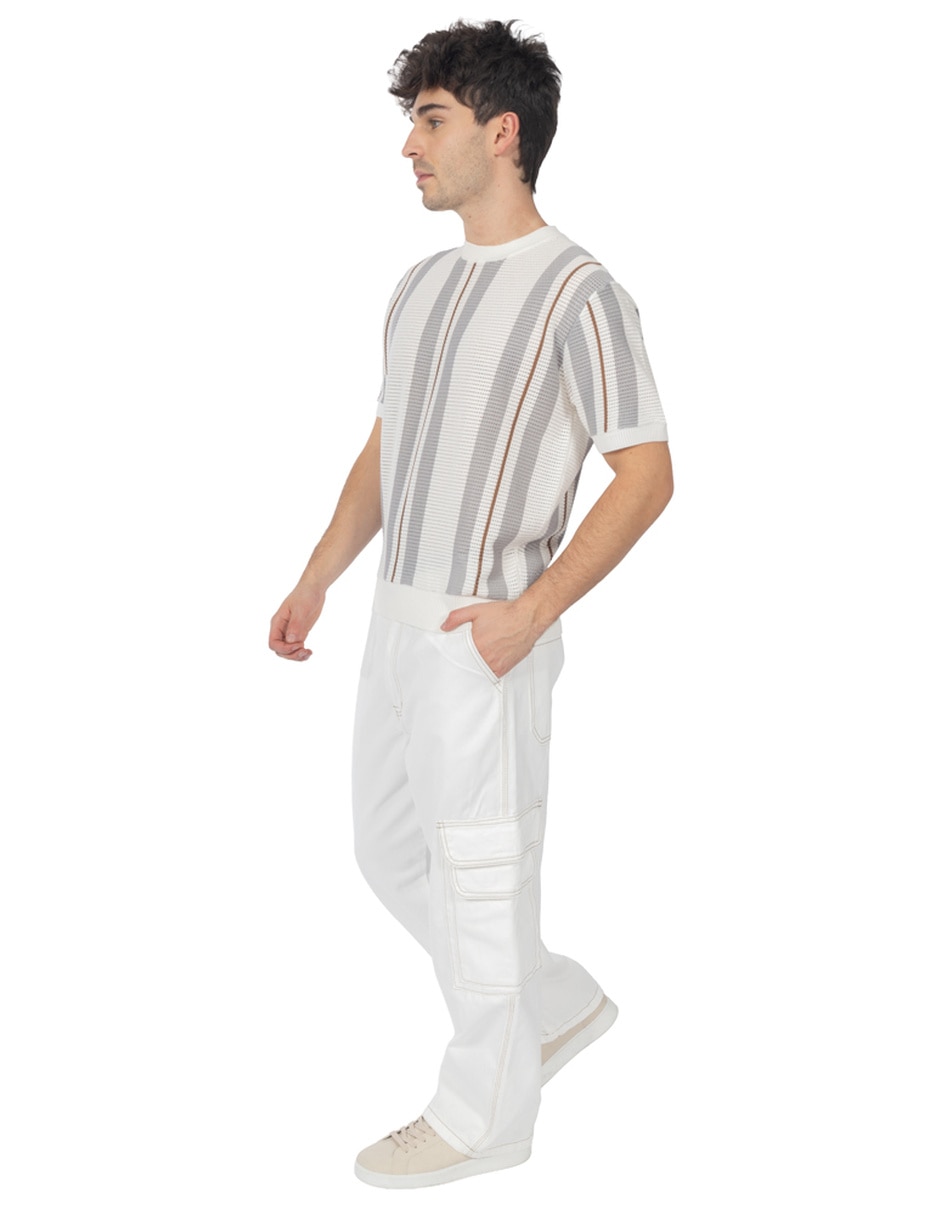 Jeans cargo baggy lavado claro para hombre 4