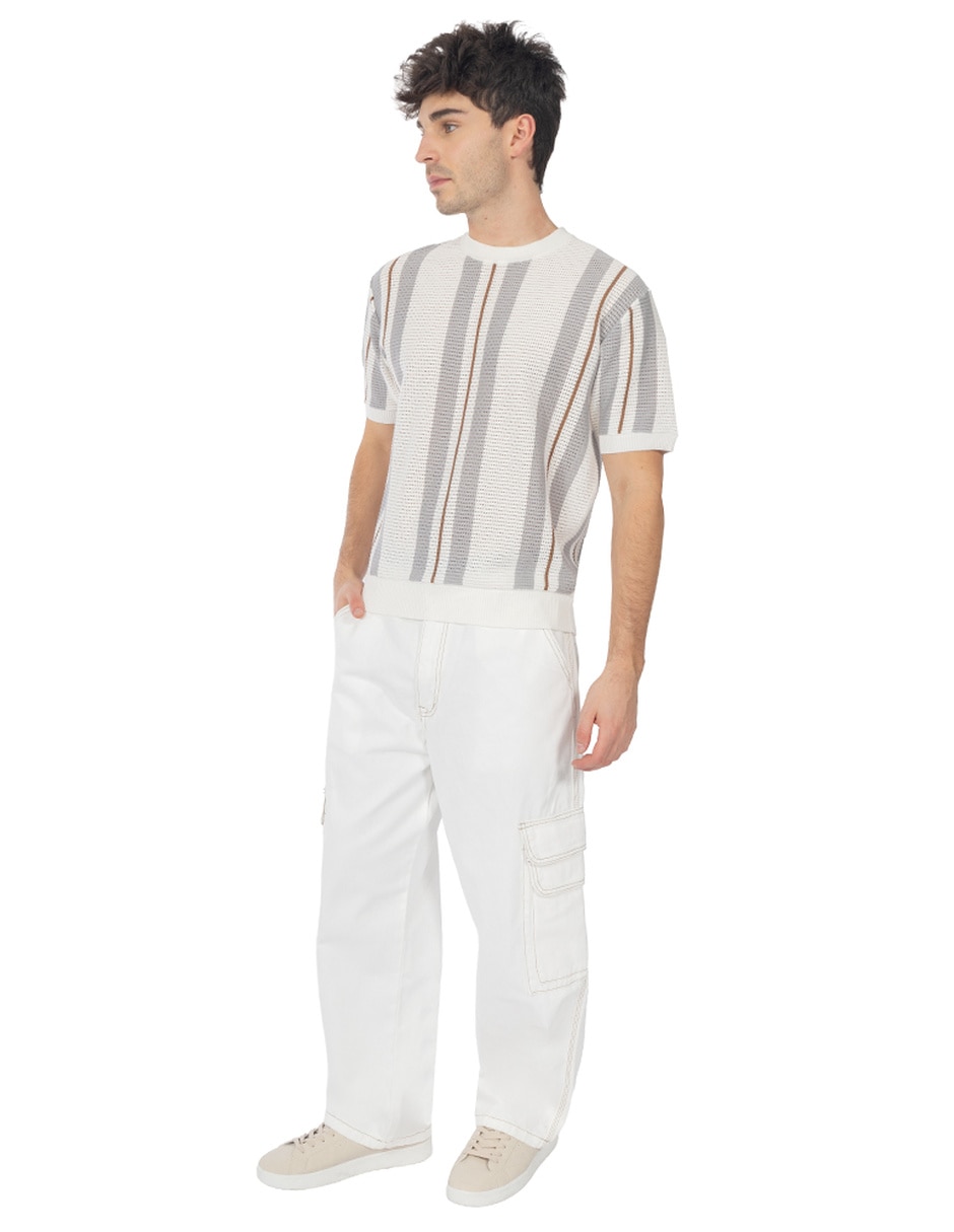 Jeans cargo baggy lavado claro para hombre 5