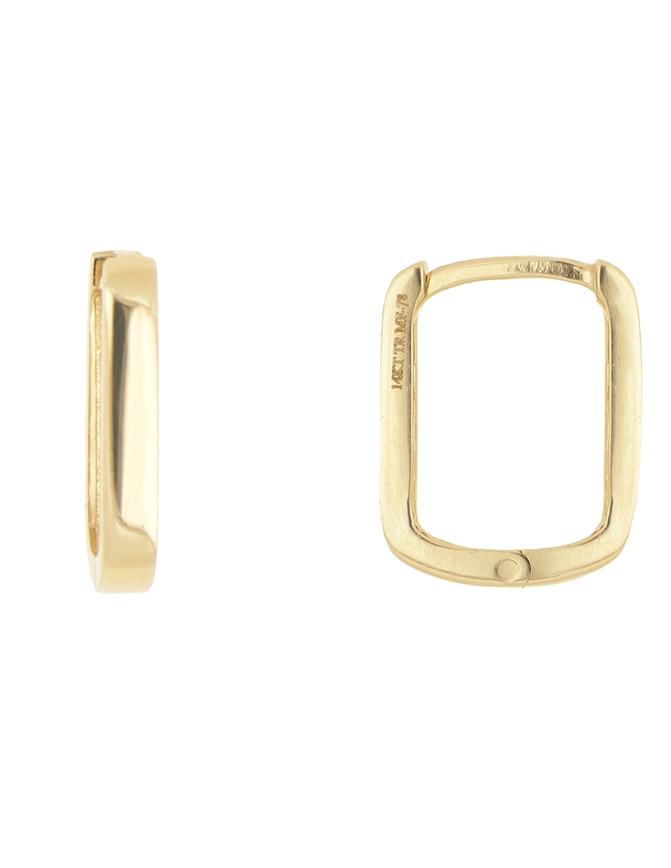 Arete cuadrada de oro amarillo 14 k con acabado pulido Arete cuadrada de oro amarillo 14 k con acabado pulido