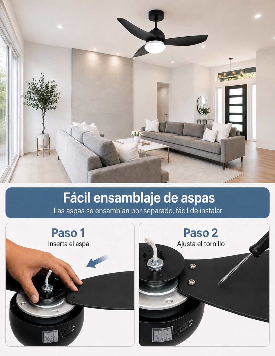 Ventilador de techo con control remoto 6 velocidades 10