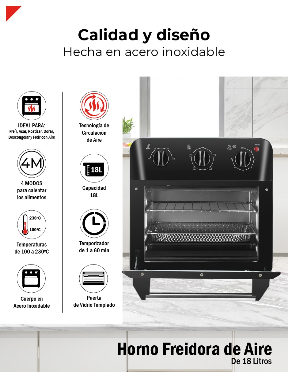 Horno eléctrico freidora Bogner BAF18 18 L