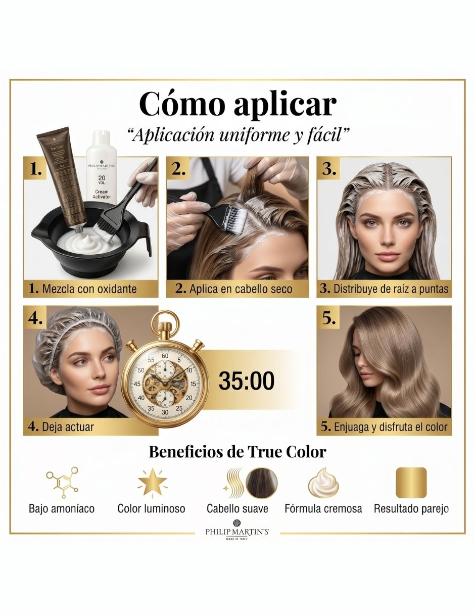 Tinte para cabello Philip Martin's True color 7.1 Rubio medio cenizo Tinte profesional permanente para cabello 5