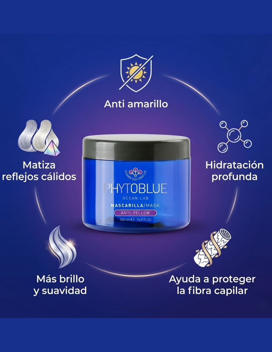 Mascarilla para cabello Matizadora Violeta Anti Amarillo para protección de color Anti-Yellow 4