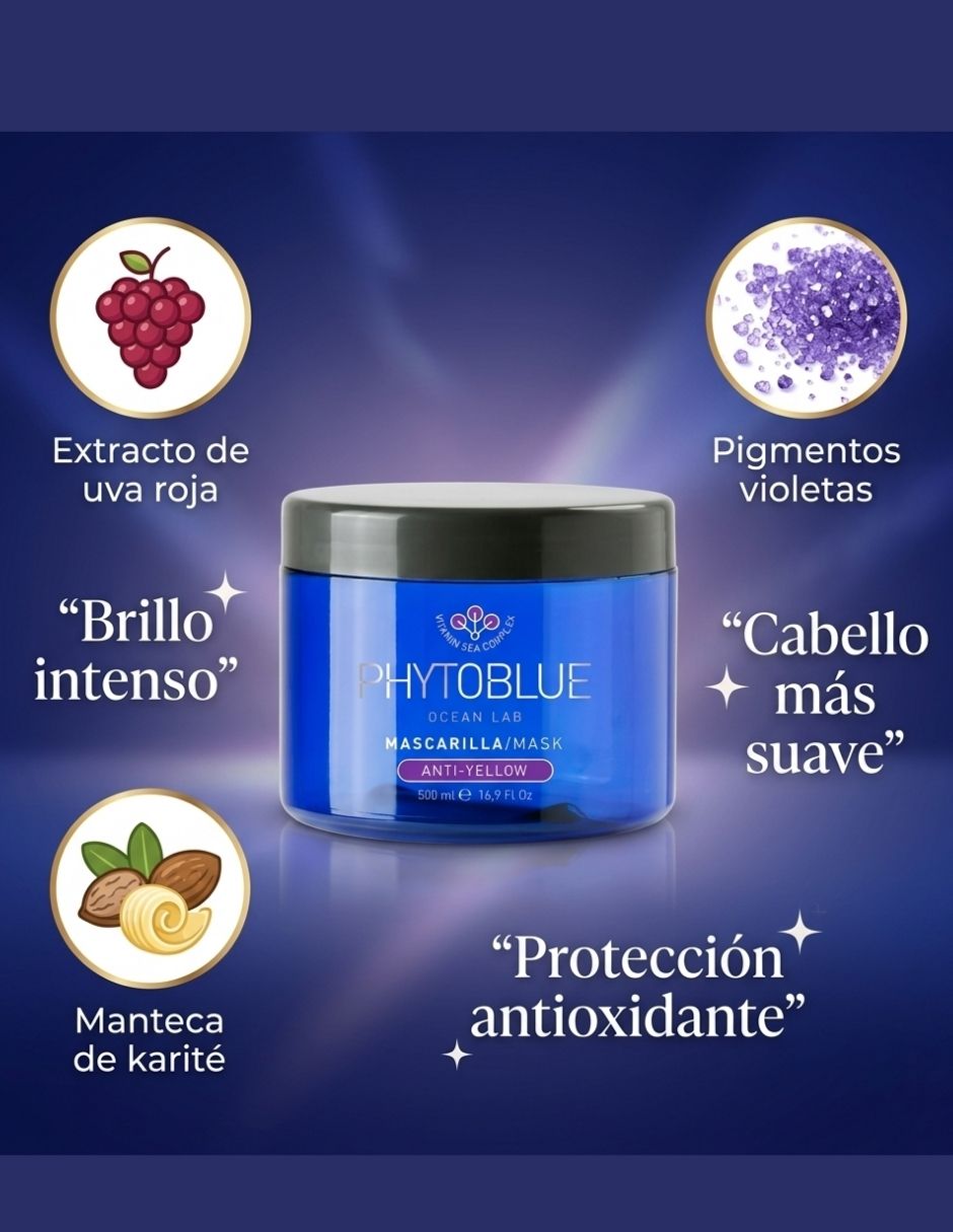 Mascarilla para cabello Matizadora Violeta Anti Amarillo para protección de color Anti-Yellow 3