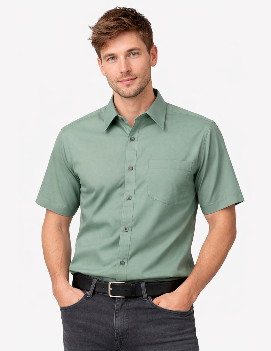 Camisa/Sobrecamisa Business casual de (si aplica) Poliéster y viscosa manga Corta para hombre Camisa/Sobrecamisa Business casual de (si aplica) Poliéster y viscosa manga Corta para hombre