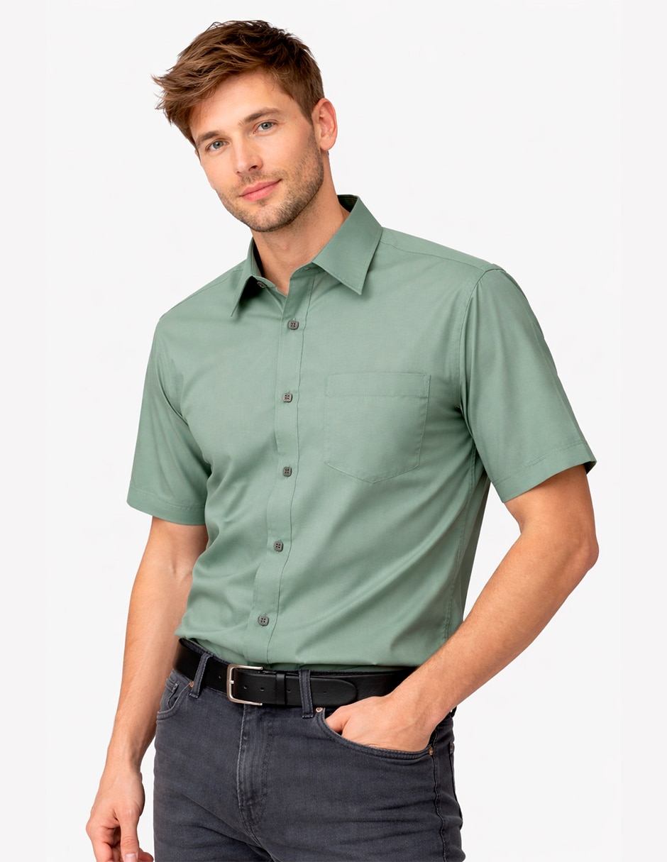 Camisa/Sobrecamisa Business casual de (si aplica) Poliéster y viscosa manga Corta para hombre 2