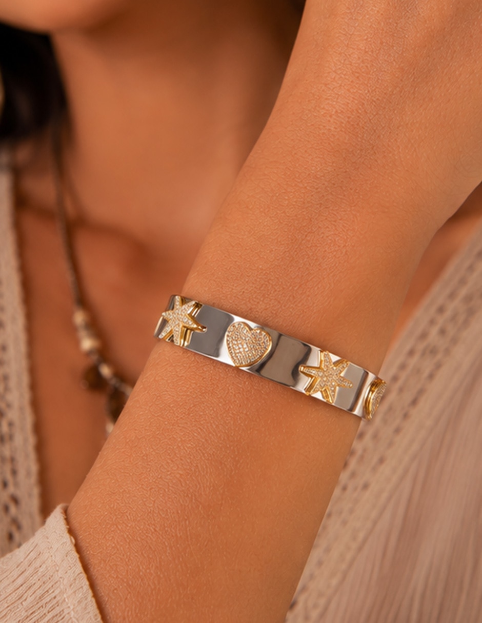 Brazalete Dulce Destello acabado baño de oro 3