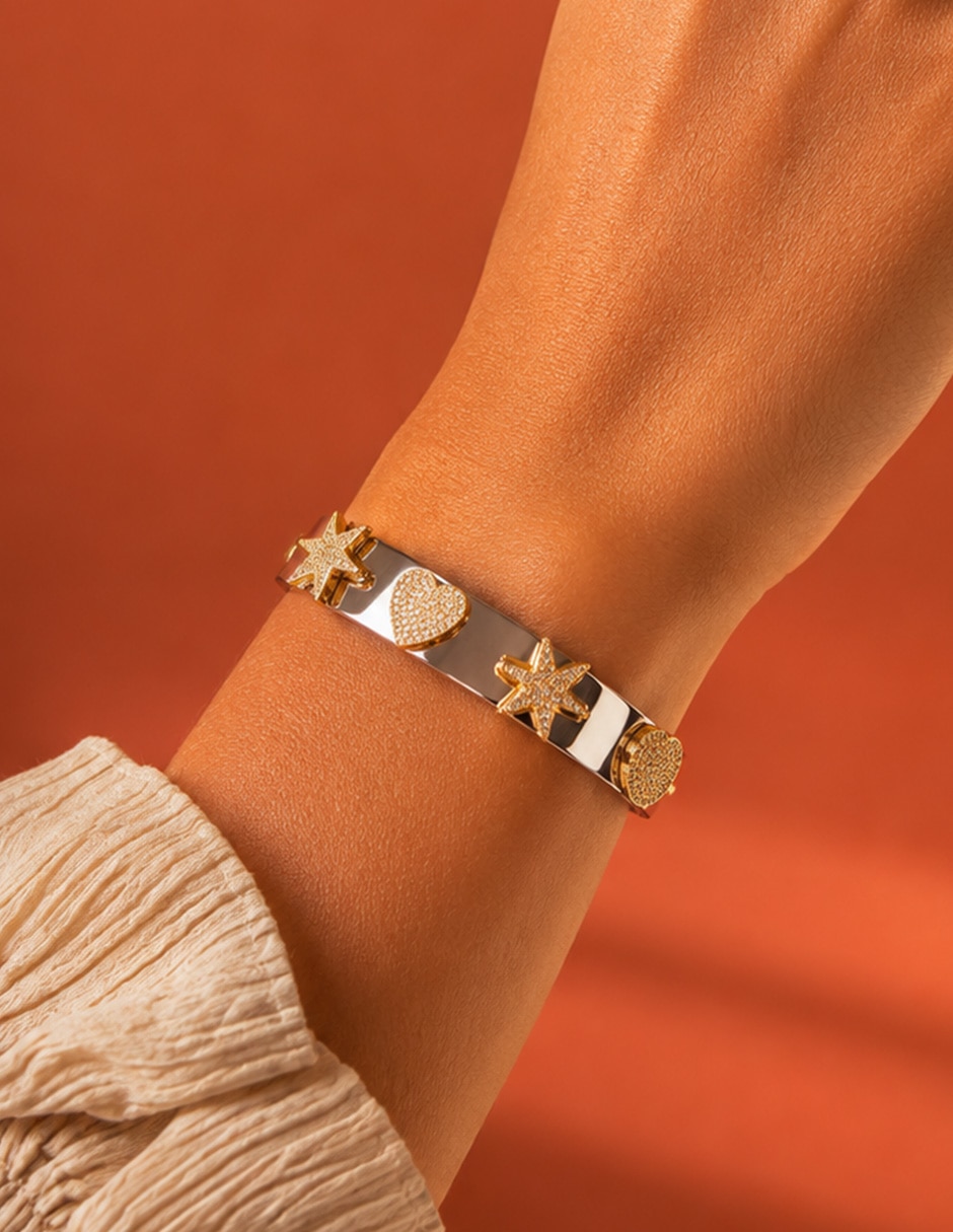 Brazalete Dulce Destello acabado baño de oro 4